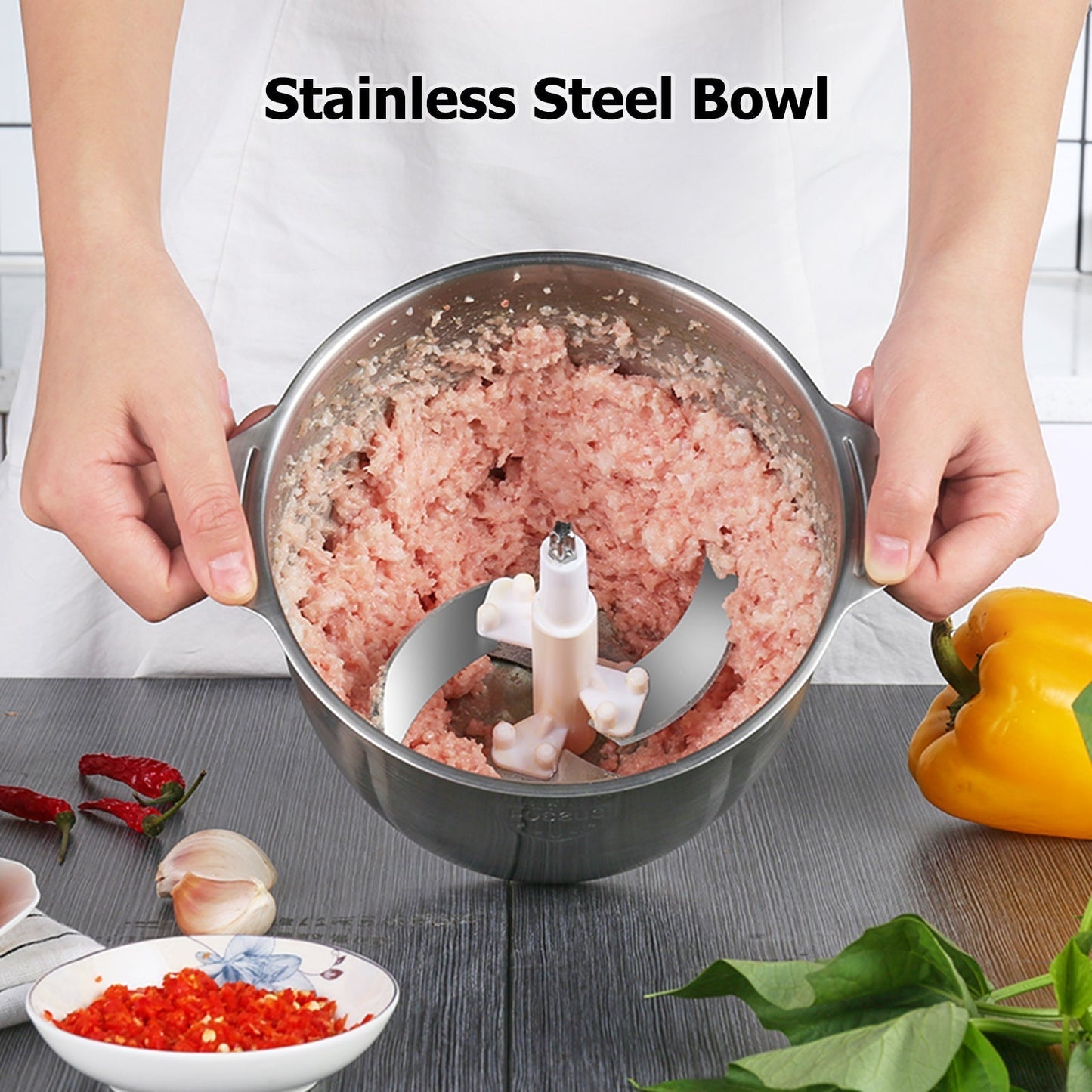 Heavy Duty Grinder and Chopper Machine Food Processor &amp; 2L Meat Grinder Chopper for Meat, Vegetables, Fruits and Nuts