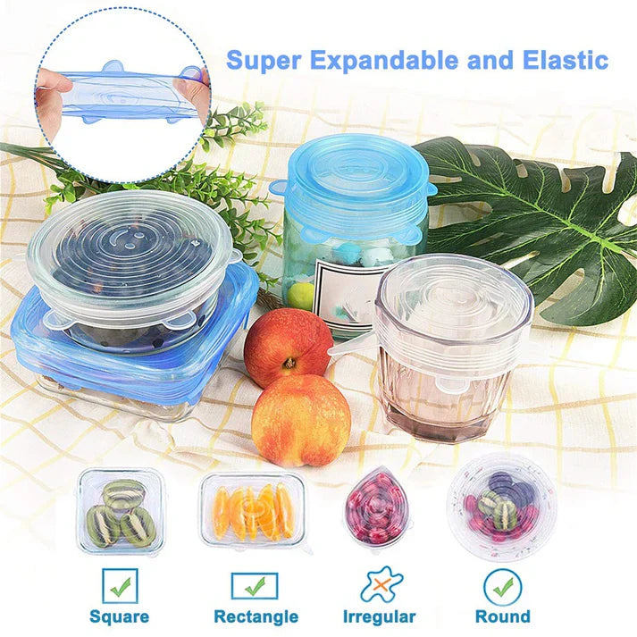 Silicone Reusable Stretch Lids Cover Pack Of 6