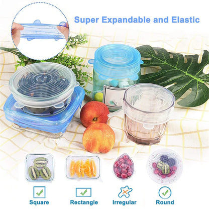 Silicone Reusable Stretch Lids Cover Pack Of 6