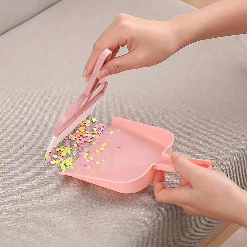 Mini Manual Small Broom and Scoop Combo Desktop Cleaning Kit Dustpan and Brush Set for Home Office Use