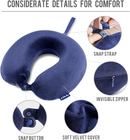 Travel Pillow Memory Foam Head Neck Support Airplane Pillow for Traveling, Car, Home, Office, Travel