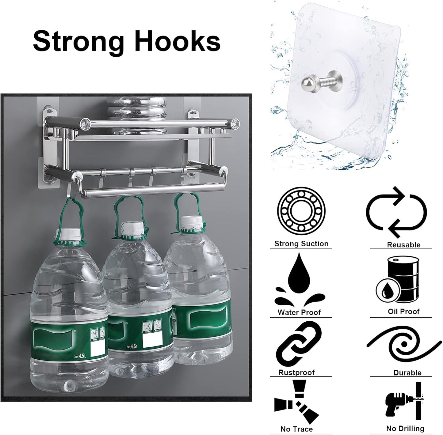 Punch Free Self Adhesive Screw Wall Hook For Home and Outdoor Use