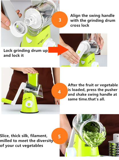 Multifunctional Manual Vegetable Spiral Slicer Cutter with Premium Hand Rotary Grater Drum Rs 1999