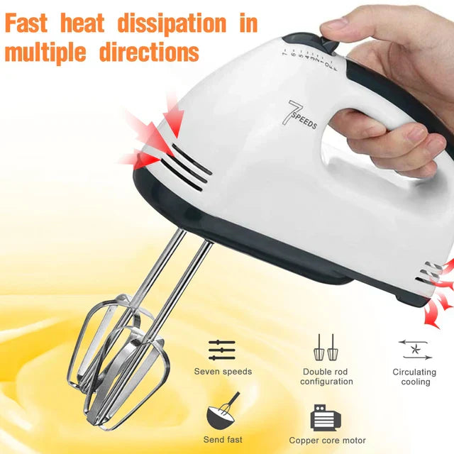 Imported Electric 7 Speed Hand Mixer with 4 Pieces Stainless Blender for Making Cake, Cream Mix, Food Blender and Beater for Kitchen