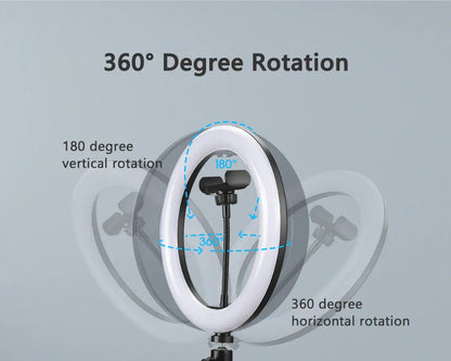 LED Selfie Ring Light with Optional Tripod for Photography Tiktok Live Stream Makeup and Compatible with iPhone & Android