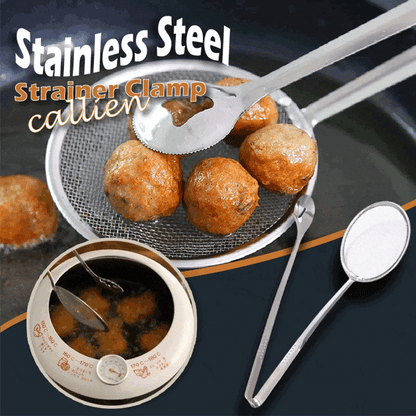 Multi-Functional 2 in 1 Fry Tool Filter Spoon Snack Strainer with Clip For Oil Frying BBQ Filter