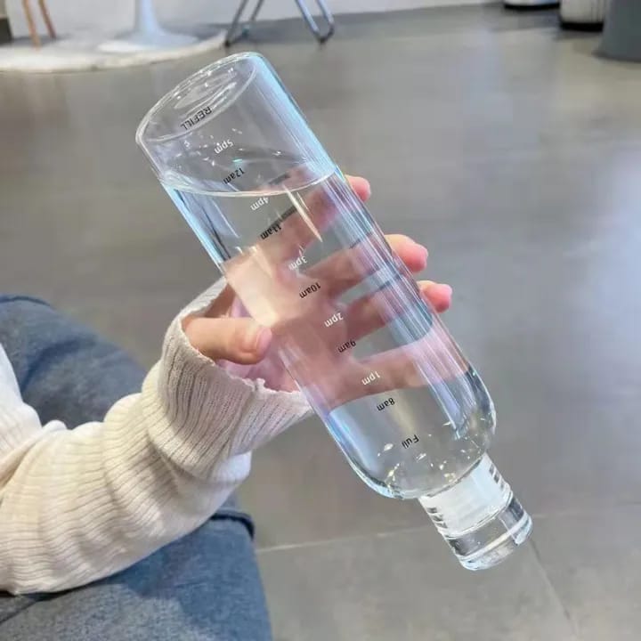 New Plastic Water Bottle with Time Marker – Creative Large Capacity Leakproof Drink Bottle
