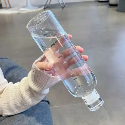 New Plastic Water Bottle with Time Marker – Creative Large Capacity Leakproof Drink Bottle