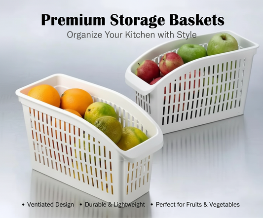Pack of 2 Plastic Fruit & Vegetable Storage Baskets