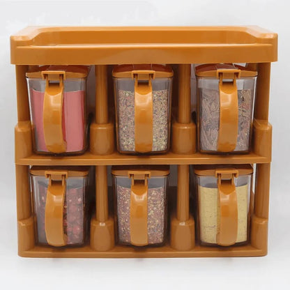 Master Chef 6 Jar Masala Rack Cooking Kitchen Seasoning Box Masala Box Set Spice Jar