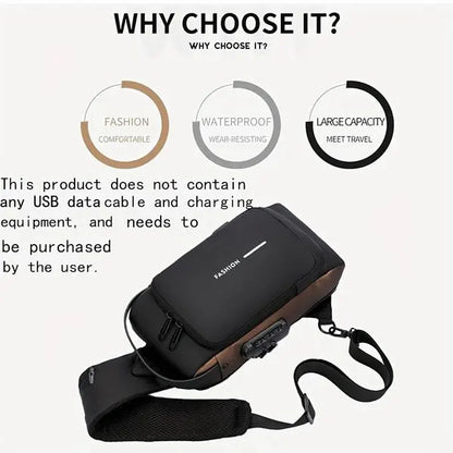 Business Crossbody Bag, Anti-theft Sling Backpack With Password Lock