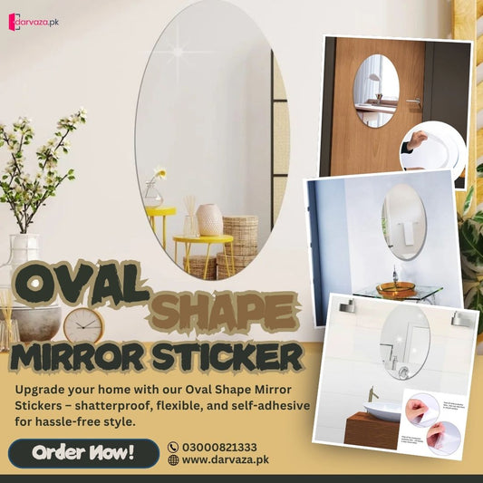 Mega Sale Offer - Shatterproof, Flexible, and Stylish and Self Adhesive Oval Shape Mirror Sticker
