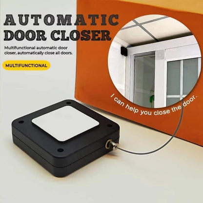 Portable Automatic Stainless Steel Door Closer Multifunctional Punch-Free Sensor Door Closer with Drawstring