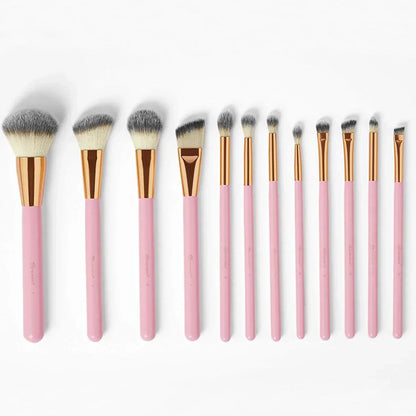 Luxury & Stylish Cosmetics Studded Elegance 12 Pc Brush Set – Premium Makeup Brushes with Holder – Random Colours
